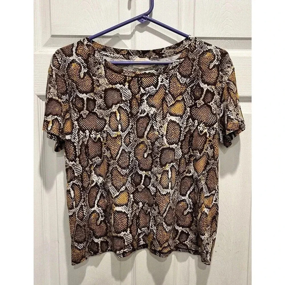Nation LTD Snake Print Yellow Orange Black T-Shirt Size‎ Medium Recycled Cotton - Picture 2 of 10